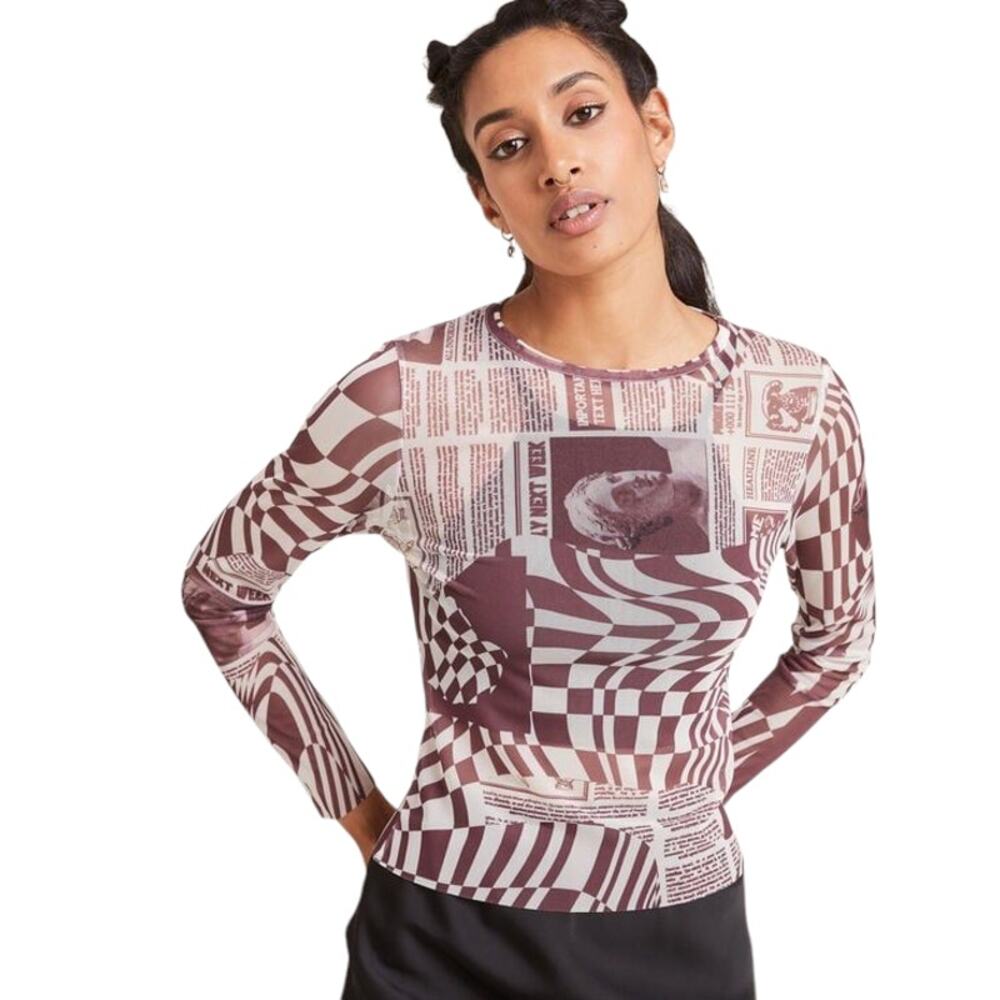 Pimkie Graphic Sheer Mesh Top